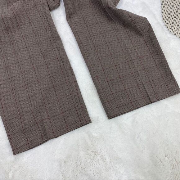 JM Collection Petite Plaid Straight Leg Dress Pants Trousers Brown Maroon 10P - Picture 5 of 9